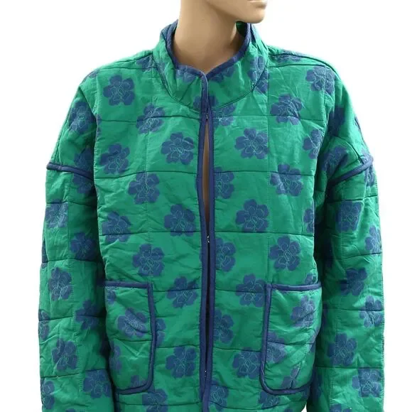 Free People Chloe Jacket Top Floral Print Quilted Dolman Long Sleeve XL 285679 - Picture 7 of 9